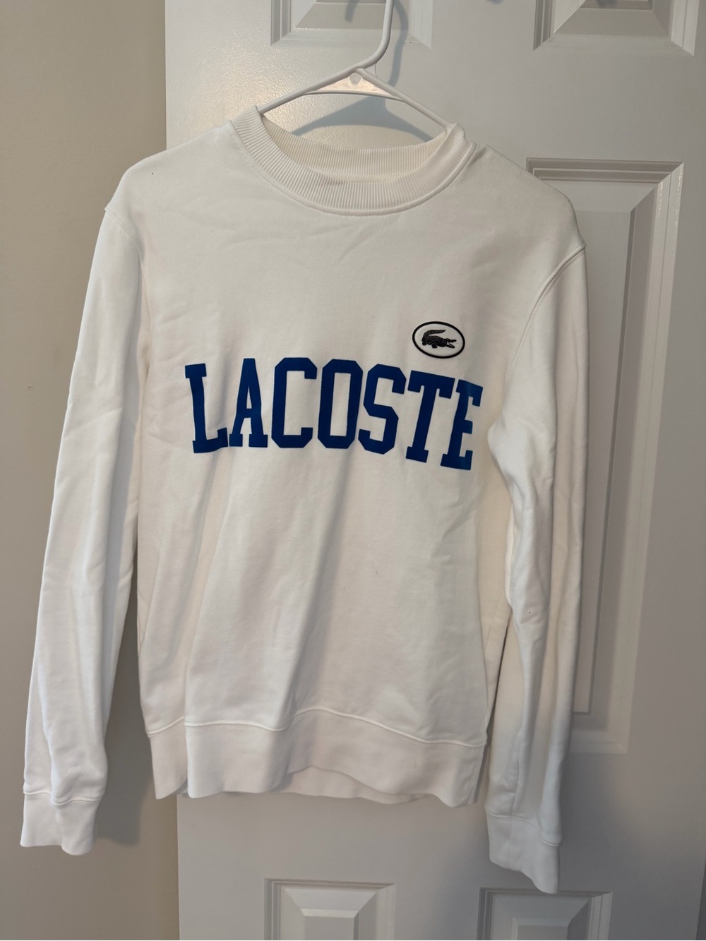 Men's Lacoste White Crewneck Sweatshirt in XS